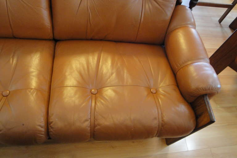 Finnish Rosewood and Leather Sofa 1