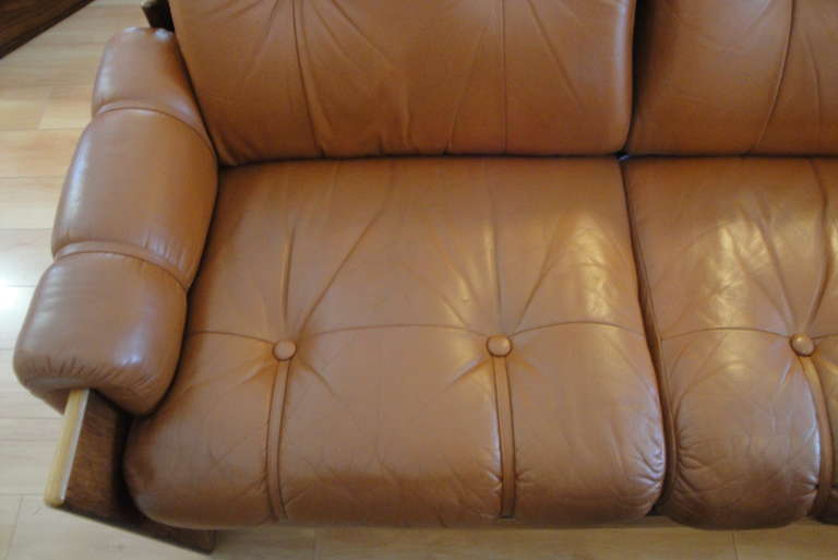 Finnish Rosewood and Leather Sofa In Good Condition In Fulton, CA