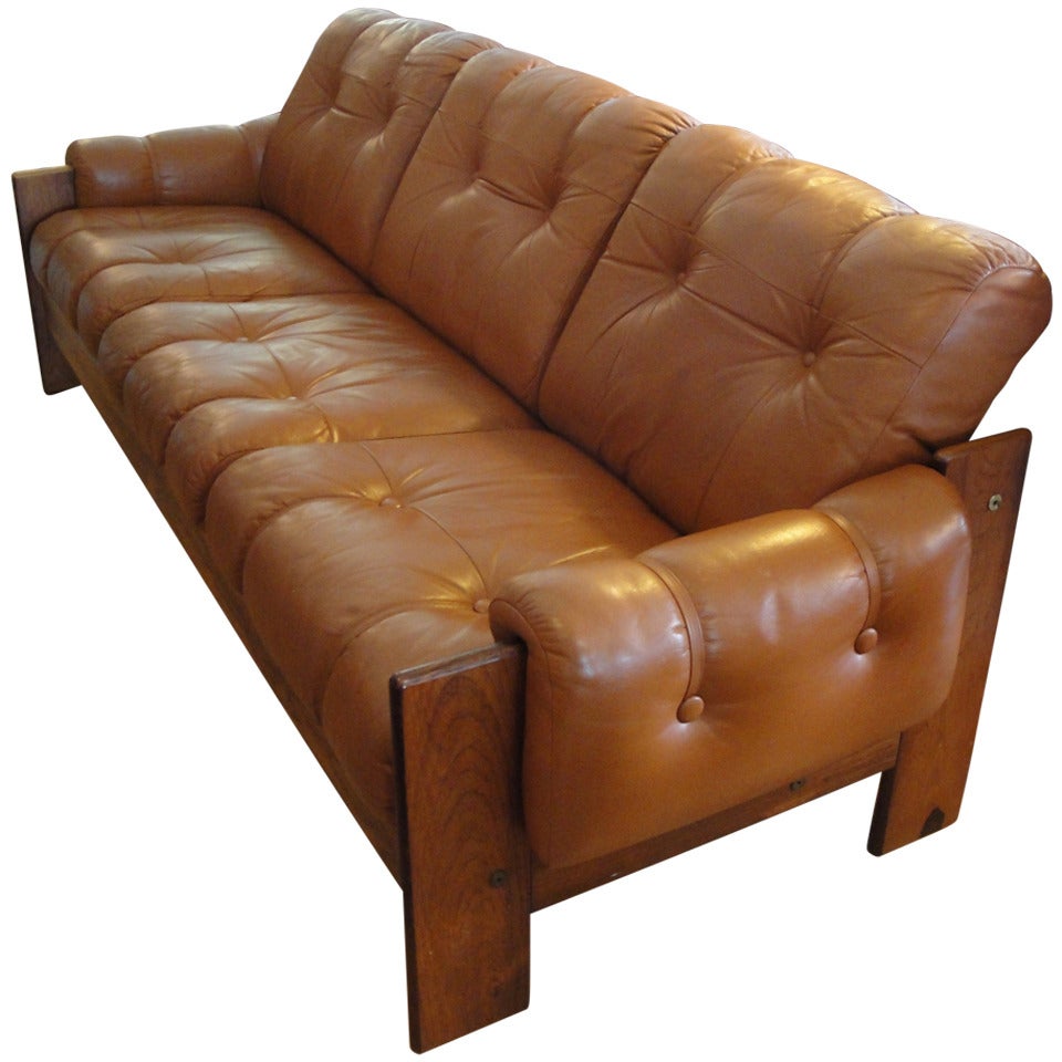 Finnish Rosewood and Leather Sofa