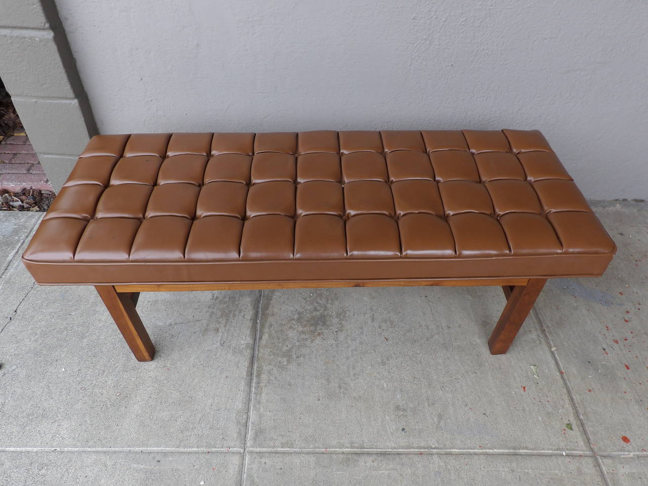 American Classic Mid-Century Modern Button Tufted Bench For Sale