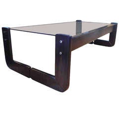 Percival Lafer Rosewood & Smoked Glass Coffee Table
