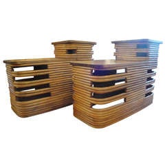 Paul Frankl Bamboo Step End Tables