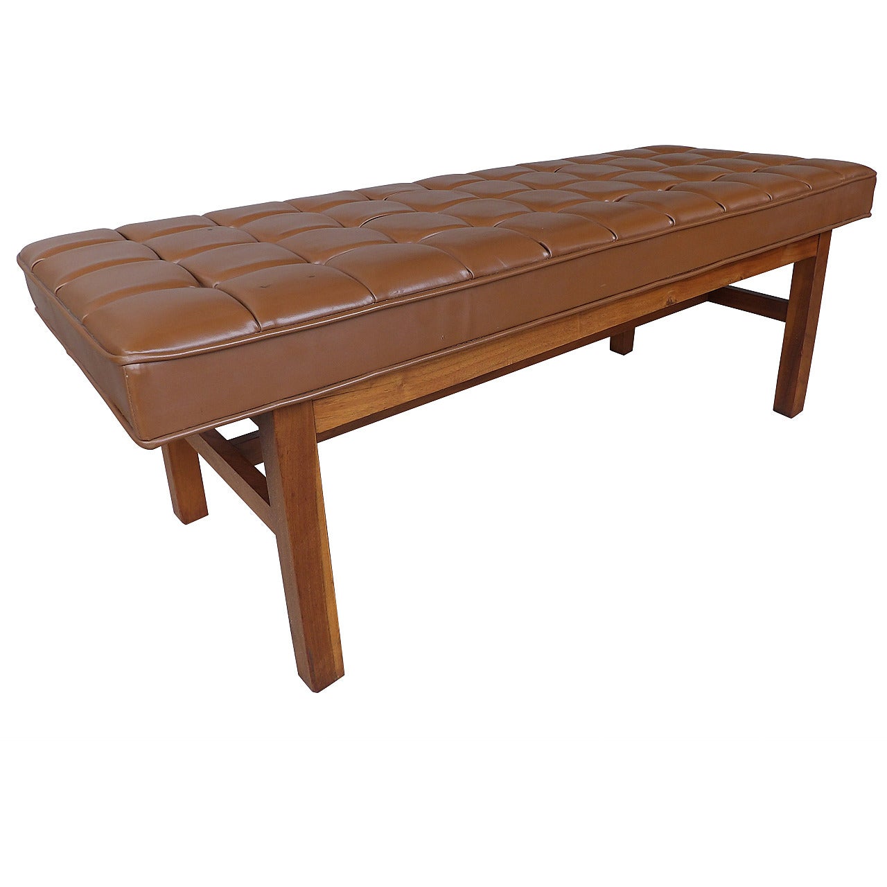 Classic Mid-Century Modern Button Tufted Bench For Sale