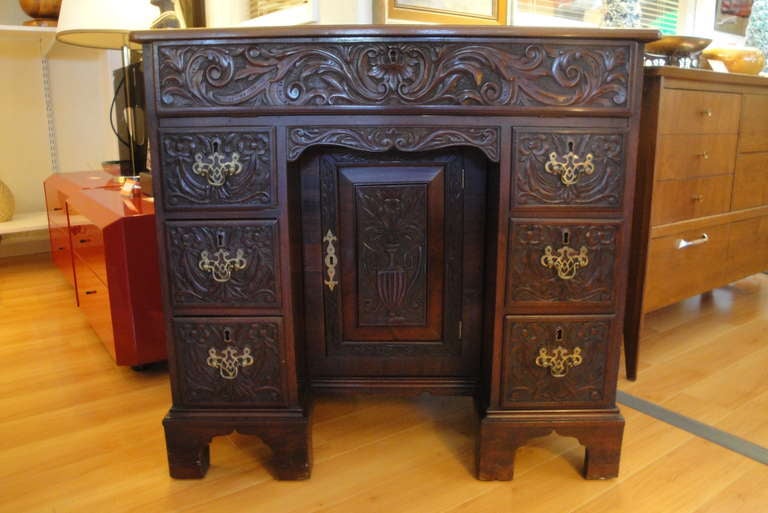 George III 19th Century Carved Mahogany Desk For Sale