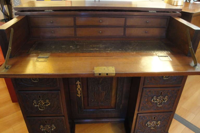 19th Century Carved Mahogany Desk For Sale 2