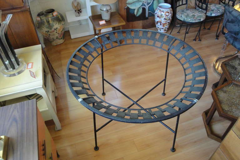 Mid-Century Modern Salterini Cubist Iron Circular Dining Table