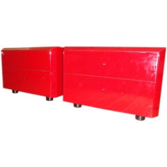 Vintage Interlubke Red Lacquer End Tables
