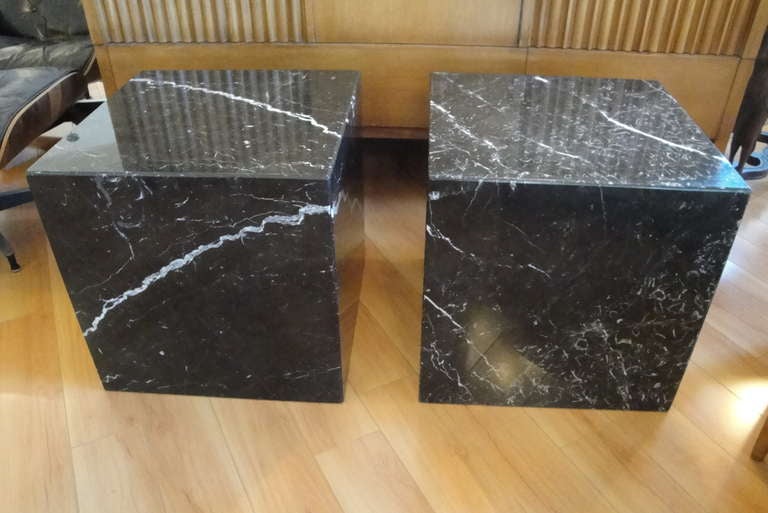 Unknown Pair of Marble Cube End Tables