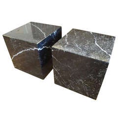 Pair of Marble Cube End Tables