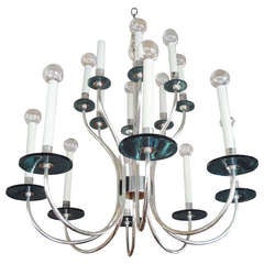 Modern Chrome Chandelier with Lucite Bobeches