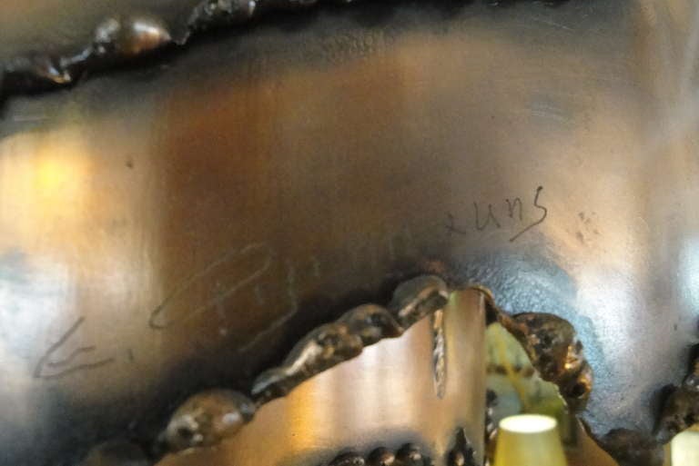Steel Torch Cut Metal Brutalist Chandelier Manner of Jere For Sale