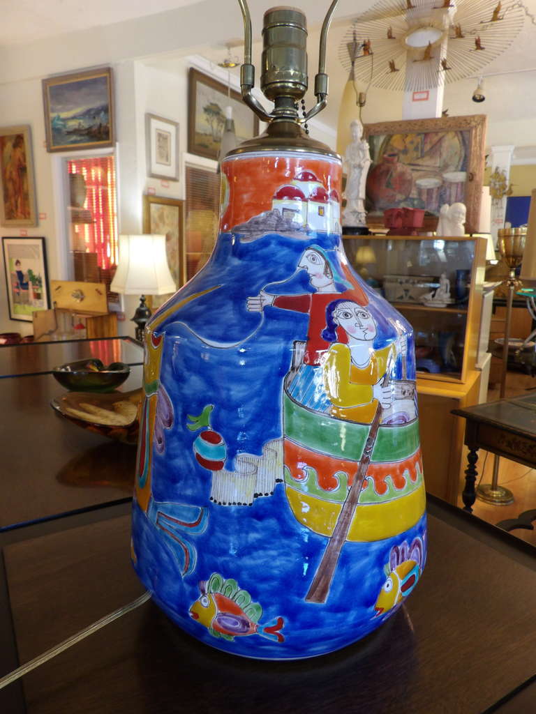 Giovanni DeSimone Italian Ceramic Table Lamp In Excellent Condition In Fulton, CA