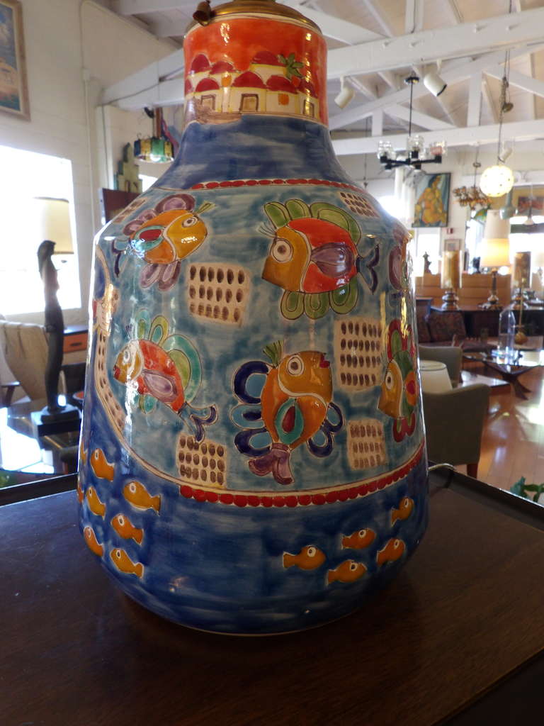 20th Century Giovanni DeSimone Italian Ceramic Table Lamp