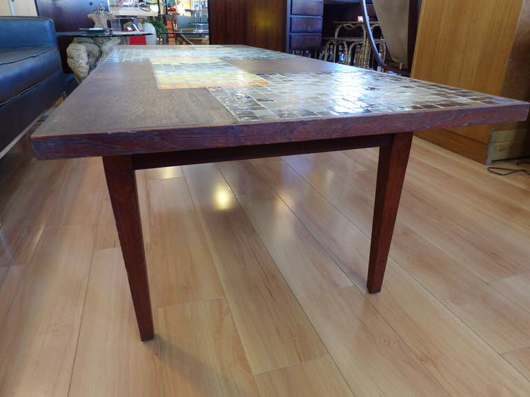 Mid-20th Century Geometric Mosaic Tile Coffee Table