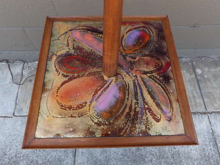 Mid-Century Modern Richard M. Loving Abstract Copper Enamel Lamp Table