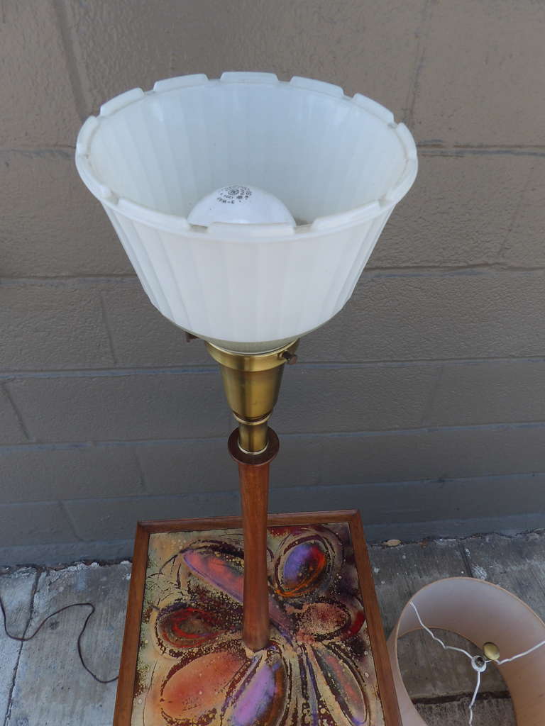 Mid-20th Century Richard M. Loving Abstract Copper Enamel Lamp Table