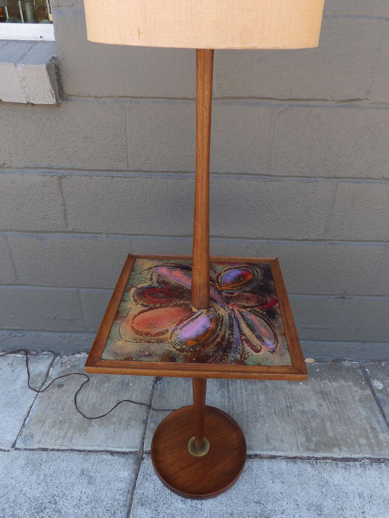 American Richard M. Loving Abstract Copper Enamel Lamp Table