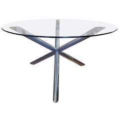Chrome and Glass Circular Dining or Game Table