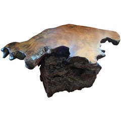 Imposing Free Form Redwood Burl End Table
