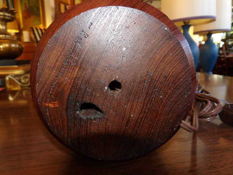 Important Bob Stocksdale Turned Teak Lamp In Excellent Condition For Sale In Fulton, CA