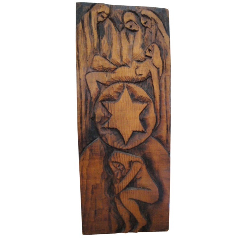 Jean Claude Gaugy Symbolic Wood Carving For Sale