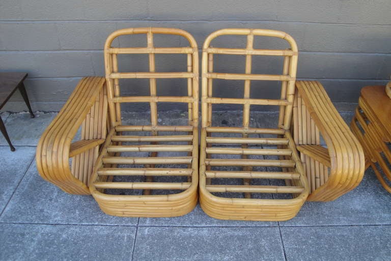 Style of Paul Frankl Bamboo Sofa & Corner Table In Good Condition For Sale In Fulton, CA