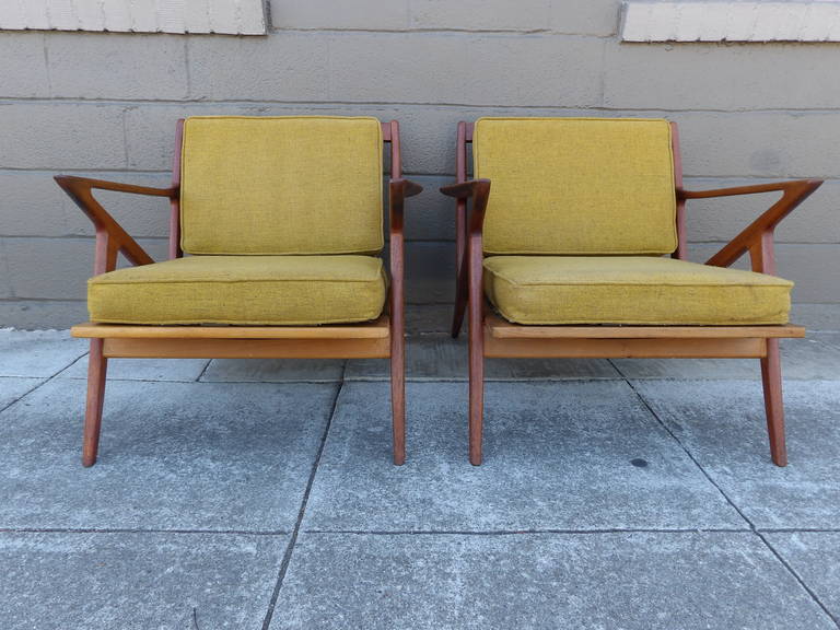Teak Poul Jensen "Z" Danish Modern Lounge Chairs