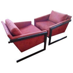 Cantilevered Flat Bar Steel Lounge Chairs