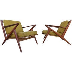 Teak Poul Jensen "Z" Danish Modern Lounge Chairs