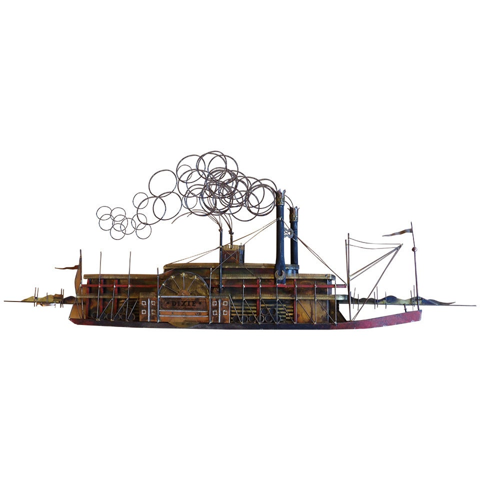 Curtis Jeré Paddle Boat Wall or Tabletop Steel Sculpture For Sale