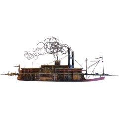 Curtis Jeré Paddle Boat Wall or Tabletop Steel Sculpture