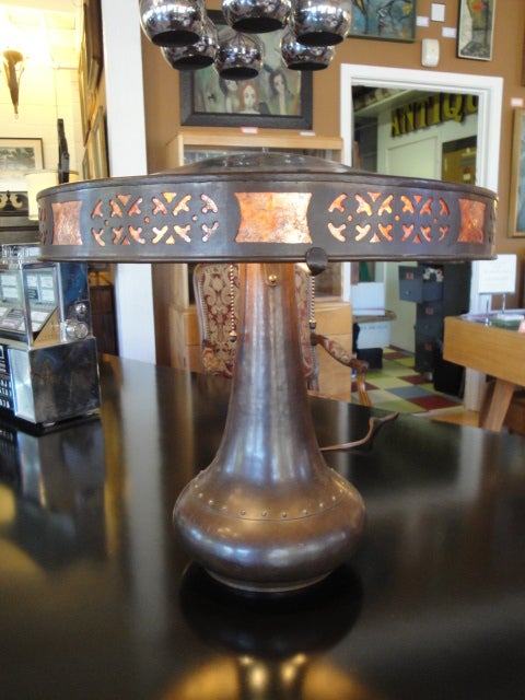 20th Century Dirk van Erp Hammered Copper Lamp