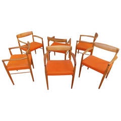 Six Teak Dining Chairs Designed H.W. Klein for Bramin Mobler