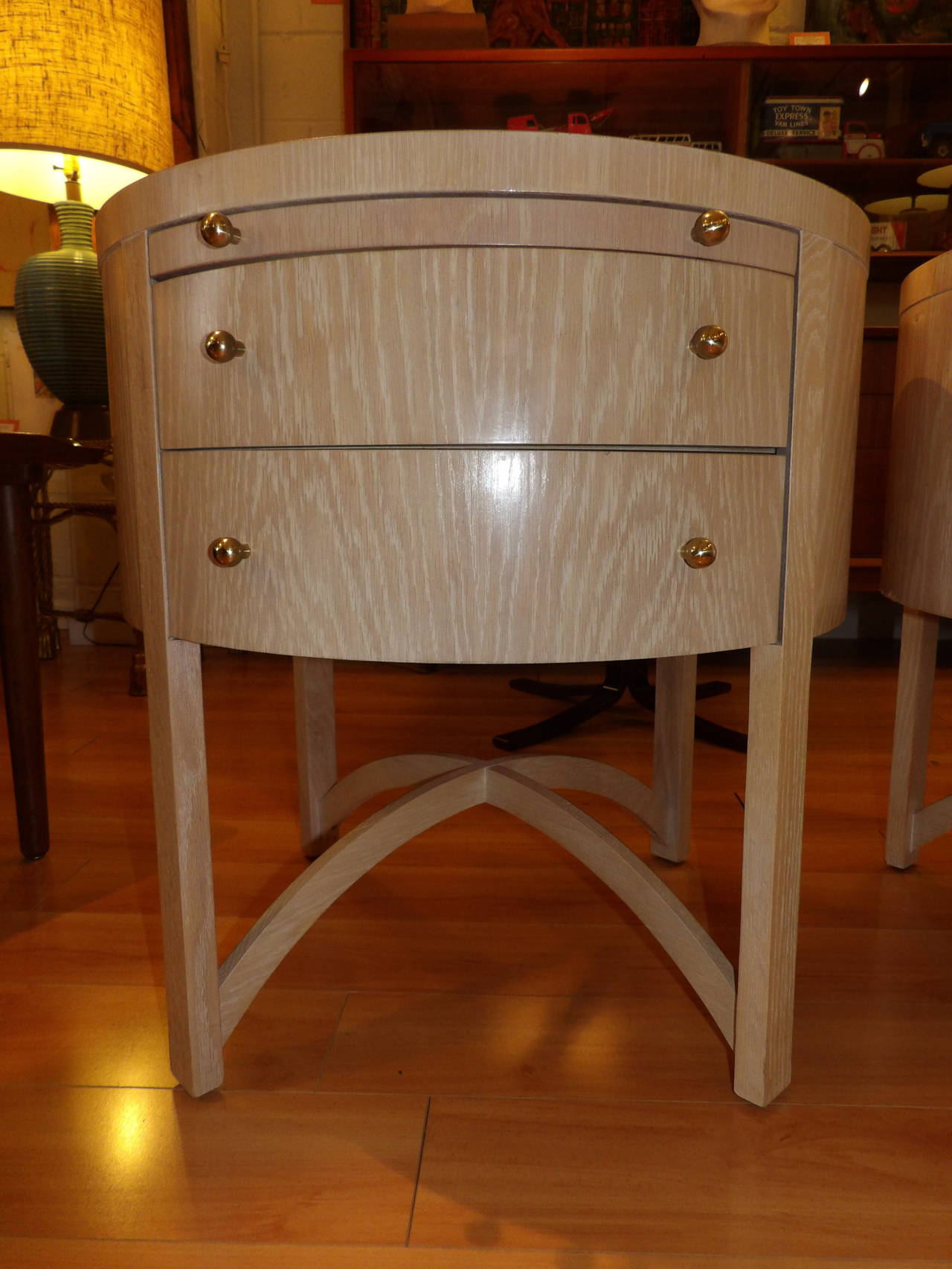 American Century Furniture Circular End Tables Attributed to Jay Spectre