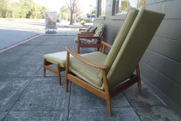 Good, original, retaining High Point Ames label, Milo Baughman recliner & ottoman.