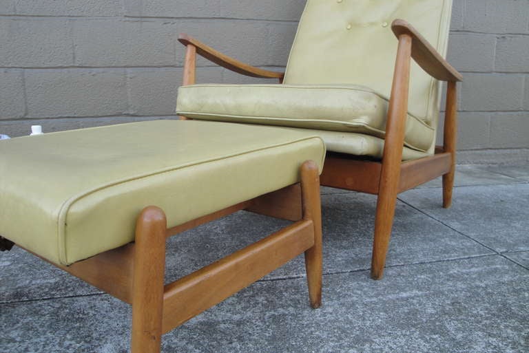 Mid-Century Modern Milo Baughman Arm Chair Recliner & Ottoman