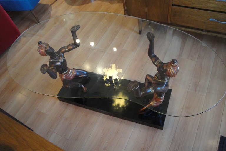 Remarkable Cast Metal Nubian Figural Coffee Table 2