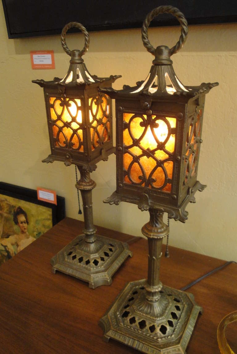 American Early 20th Century Spanish Revival Mica Table Lamps