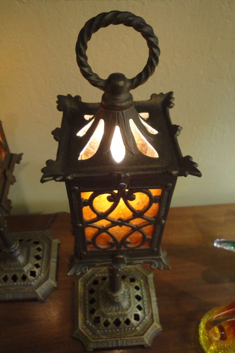 Early 20th Century Spanish Revival Mica Table Lamps 2