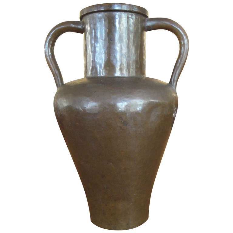 Early 20th Century Hammered Copper Amphora Vase For Sale at 1stdibs
