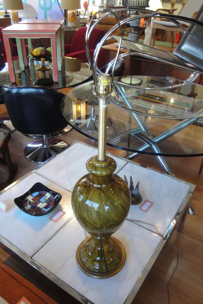 20th Century Marbro Marbleized Cased Glass Table Lamp For Sale