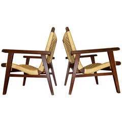 Danish Paper Cord Lounge Chairs in the Manner of Hans Wegner