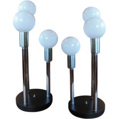 Pair 70's Chrome Table Lamps