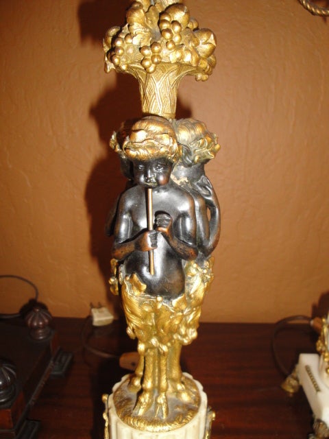 French Dore Bronze Candelabra Table Lamps