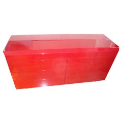 Vintage Red Lacquer Dresser by Interlubke