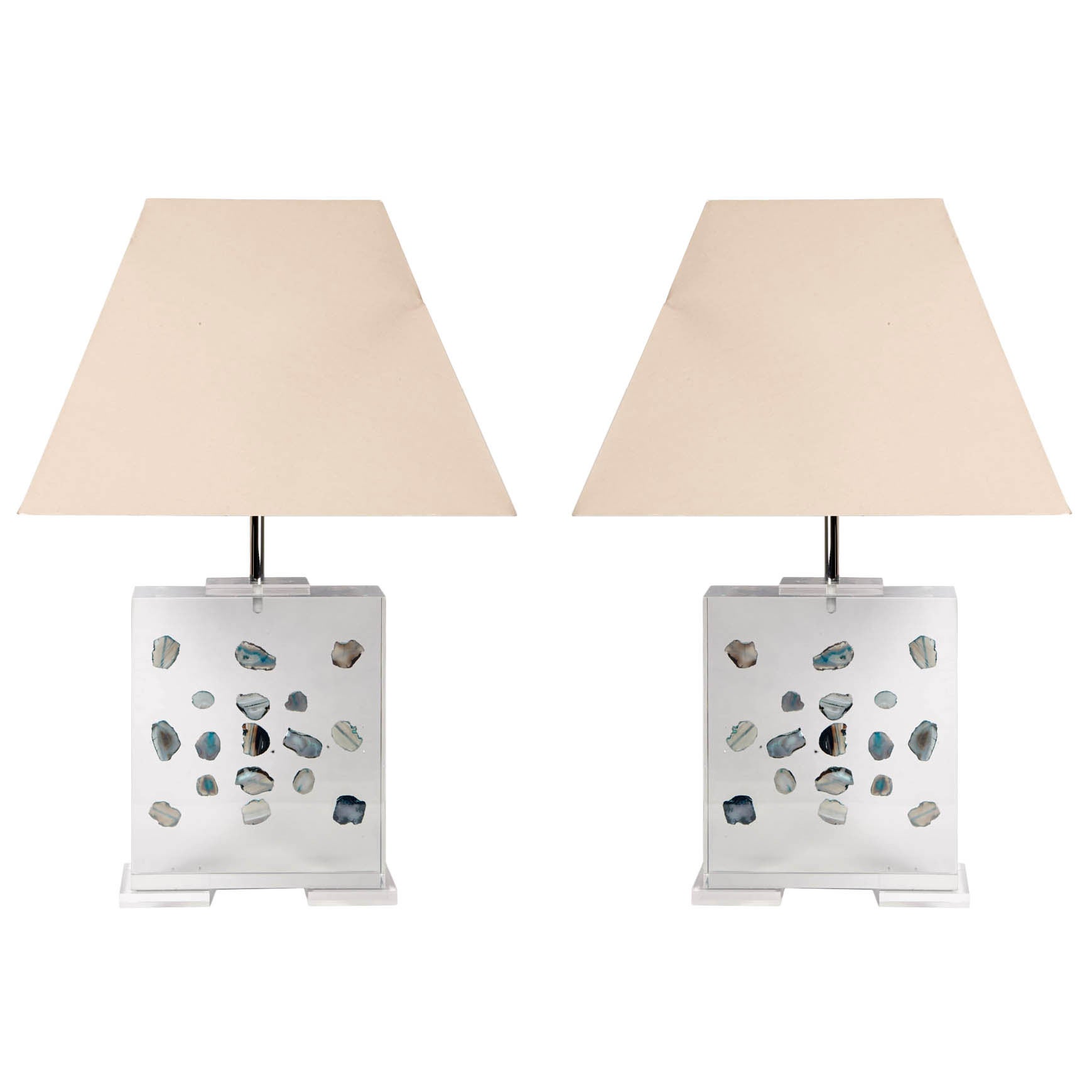 Pair of Lucite Table Lamps by Romeo Paris For Sale