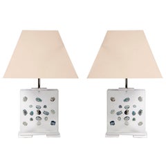 Used Pair of Lucite Table Lamps by Romeo Paris