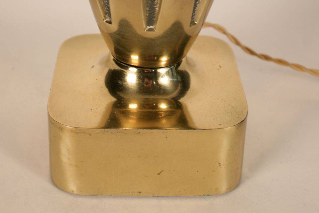 Pair of Polished Brass Table Lamps For Sale 1