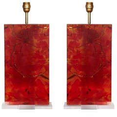 Awesome Pair of 1970s Resin Lamps by Marie-claude De Fouquières