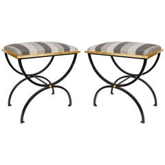 Pair of 1970s Stools in the Style of Maison Ramsay